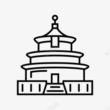 寺庙建筑宗教图标图标