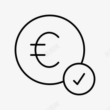 已付欧元支票货币图标图标