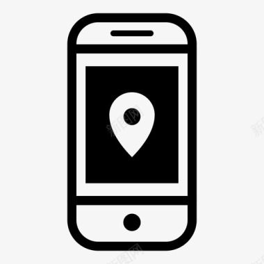 智能手机地图位置智能手机黑色图标图标