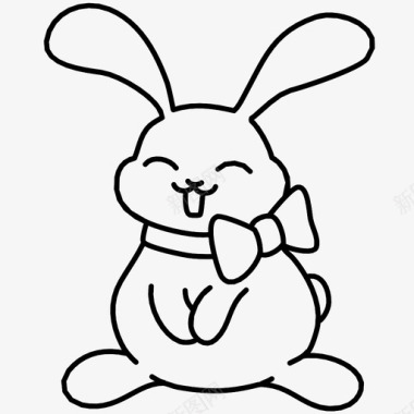 复活节兔子弓兔子聪明图标图标