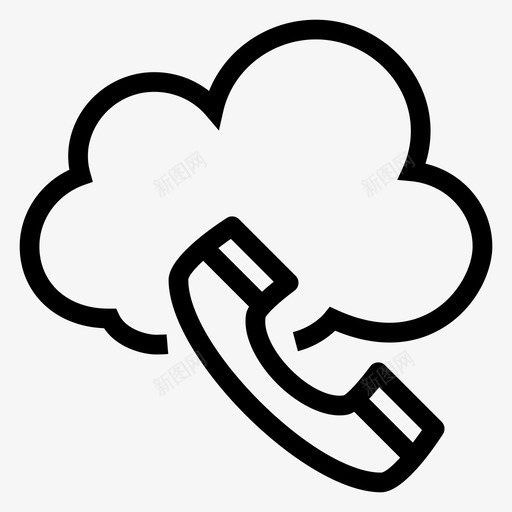 云呼叫通信电话图标svg_新图网 https://ixintu.com 云呼叫 云计算线路图标 天气 电话 通信