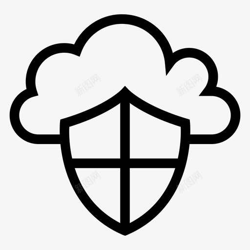 云安全锁保护图标svg_新图网 https://ixintu.com 云安全 云计算线图标 保护 天气 安全 屏蔽 锁