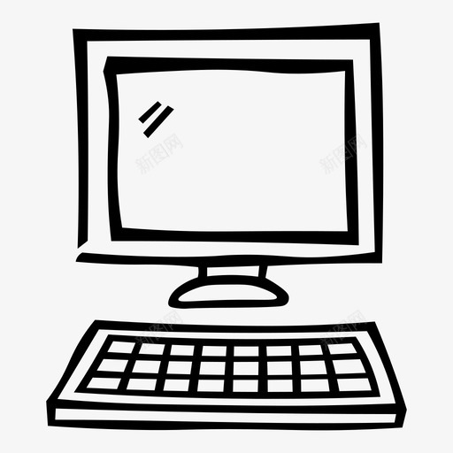 电脑台式电脑显示器图标svg_新图网 https://ixintu.com 台式电脑 工作 显示器 电脑 键盘