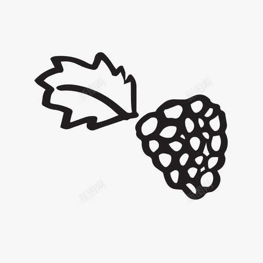 黑莓水果手绘图标svg_新图网 https://ixintu.com 手绘 水果 覆盆子 黑莓