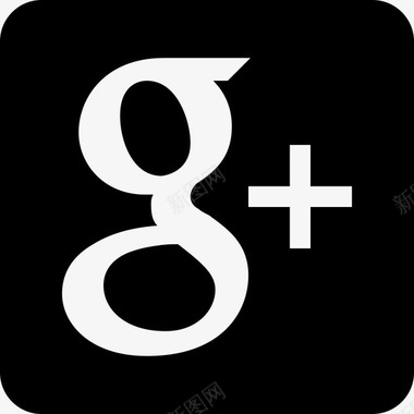 黑色背景上的GooglePlus徽标材质单色图标图标