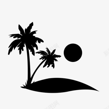 海滩椰树岛屿图标图标