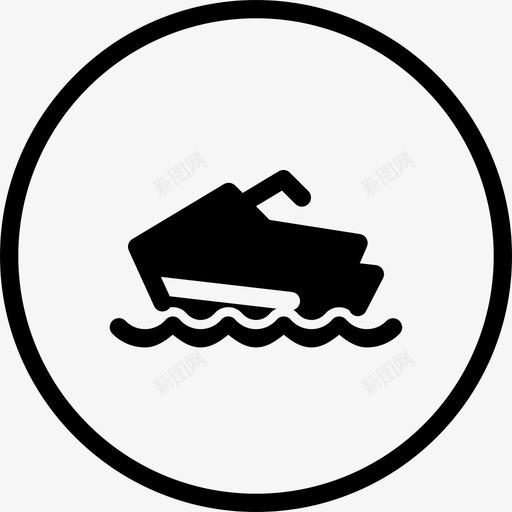 摩托艇船海图标svg_新图网 https://ixintu.com 摩托艇 海 海洋生活微型圆形固体图标集合 船 风帆
