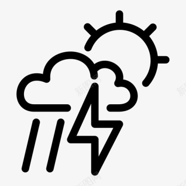 小雨和闪电多云暴风雨图标图标