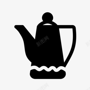 鹅颈壶煮沸咖啡图标图标