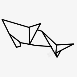 矢量折纸动物鲨鱼动物折叠图标高清图片