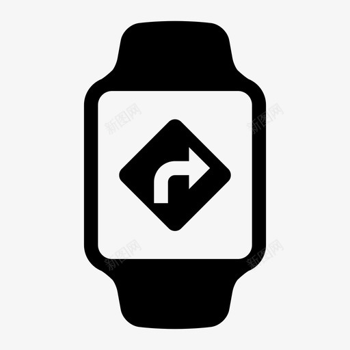 右转苹果手表导航图标svg_新图网 https://ixintu.com 交通标志 右转 导航 智能手表 苹果手表 转弯方向