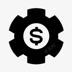 齿轮硬币货币设置商业齿轮图标高清图片