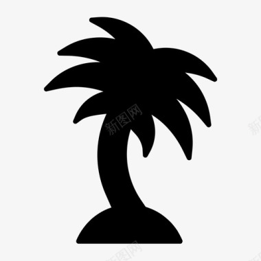 棕榈树海滩热带图标图标
