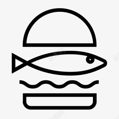 鱼汉堡三明治垃圾食品图标图标