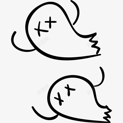鬼魂夫妇形状万圣节手绘图标svg_新图网 https://ixintu.com 万圣节手绘 形状 手绘的鬼魂 鬼魂夫妇