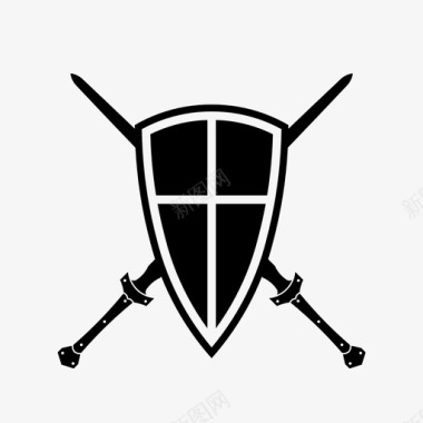 盾和剑防御武器图标图标