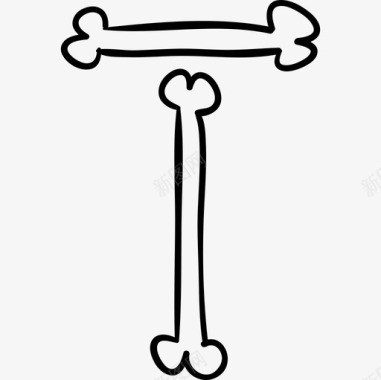 字母T的骨头概述万圣节排版界面abc骨斯托克图标图标