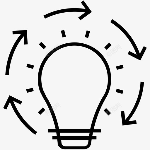 创意生成灯泡能源图标svg_新图网 https://ixintu.com 1400网页和搜索引擎优化平面线图标 创意生成 灯泡 电源 能源