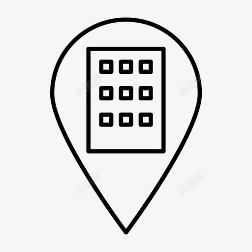 办公地图图钉建筑导航图标svg_新图网 https://ixintu.com 办公地图图钉 导航 建筑 电线地图图钉