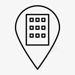 建筑设计图图办公地图图钉建筑导航图标高清图片
