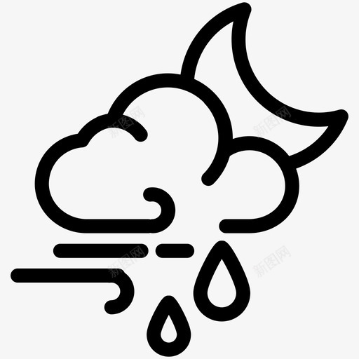 夜雨和风云风季节图标svg_新图网 https://ixintu.com 云风 夜雨和风 天气 天气线 季节