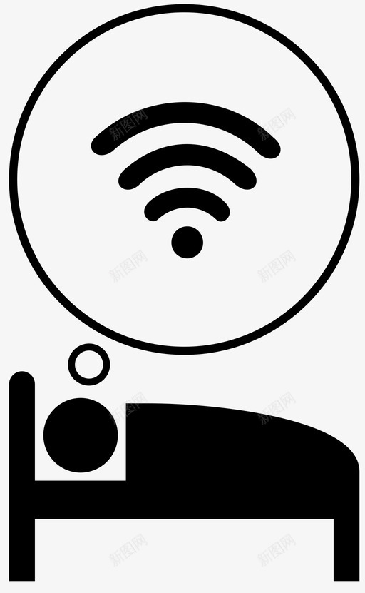 梦幻wifi床夜图标svg_新图网 https://ixintu.com 噩梦 夜 床 梦幻wifi 睡眠