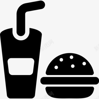 快餐汉堡和饮料酒店图标图标