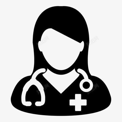 医生女性护士图标svg_新图网 https://ixintu.com 医生 医疗矢量图标 听诊器 女医生 女性 护士