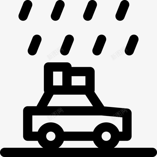 汽车驾车下雨图标svg_新图网 https://ixintu.com 下雨 公路旅行 天气 天气景观 旅行 汽车 驾车