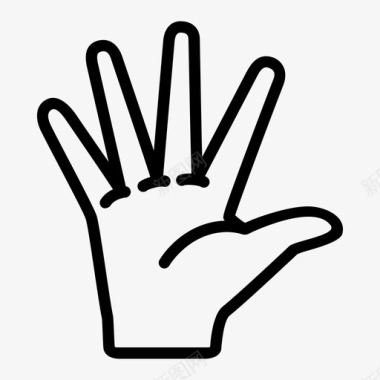 五个手指手势手图标图标