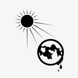 太阳辐射标志辐射地球全球变暖图标高清图片