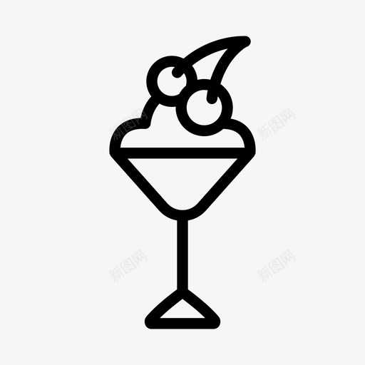 樱桃冰淇淋碗甜点食物图标svg_新图网 https://ixintu.com 冰淇淋 樱桃冰淇淋碗 甜点 美味 食物