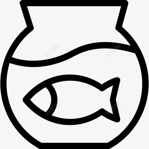 鱼缸装饰金鱼图标svg_新图网 https://ixintu.com 科技线图标 装饰 金鱼 鱼缸