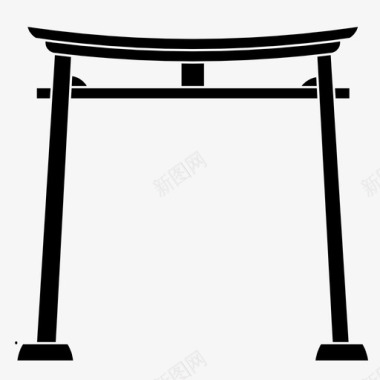 神道门入口日本细木工图标图标