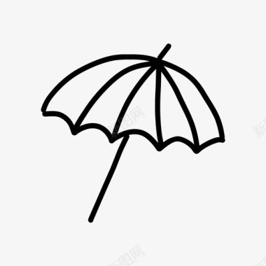 雨伞沙滩手绘图标图标