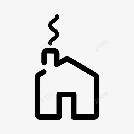 小屋烟囱壁炉图标svg_新图网 https://ixintu.com 别墅 壁炉 小屋 房子 烟 烟囱
