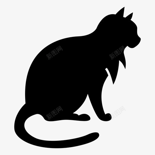 猫动物黑色图标svg_新图网 https://ixintu.com 动物 坐下 宠物 猫 黑色