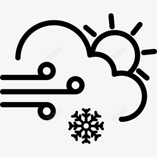 云雪太阳图标svg_新图网 https://ixintu.com 云 天气 太阳 好天气 雪 风