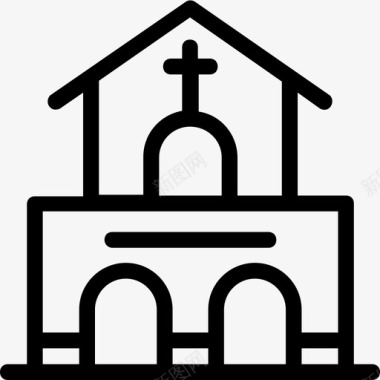 教堂修道院建筑图标图标