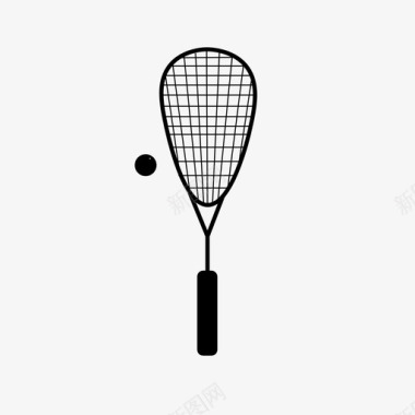 壁球网拍和球壁球网球拍和球橡胶图标图标