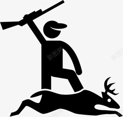 狩猎动物鹿猎人图标图标