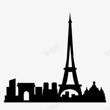 巴黎城凯旋门埃菲尔铁塔图标图标