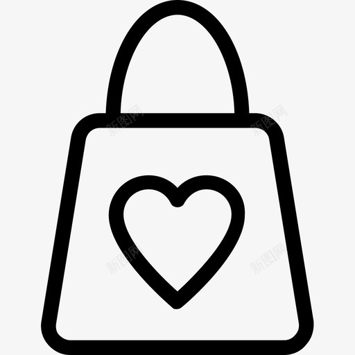 购物袋手袋心形图标svg_新图网 https://ixintu.com 心形 情人节礼物 情人节购物 手袋 爱情和婚礼线图标 购物袋