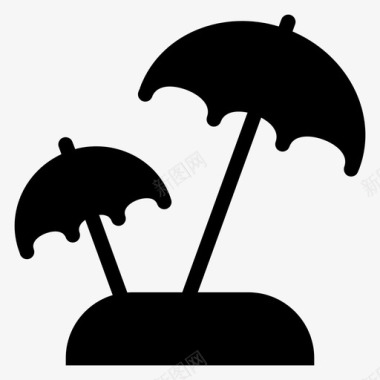 雨伞海滩大海图标图标