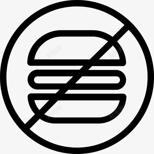 不健康食品汉堡禁止图标svg_新图网 https://ixintu.com 不健康食品 减肥 医疗线图标 汉堡 禁止 限制