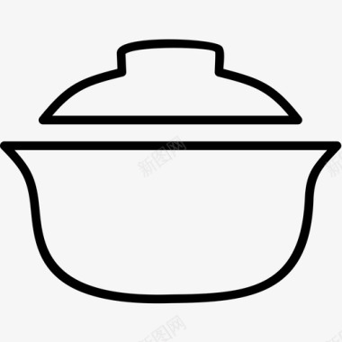 锅烹饪食物概述图标图标
