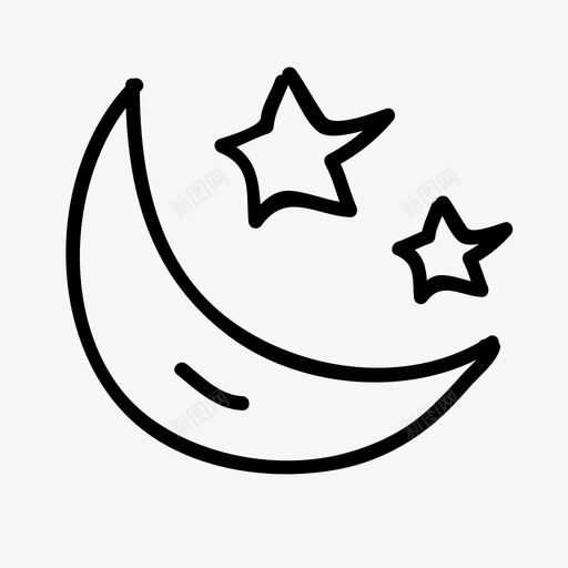 月亮夜晚星星图标svg_新图网 https://ixintu.com 夜晚 星星 月亮