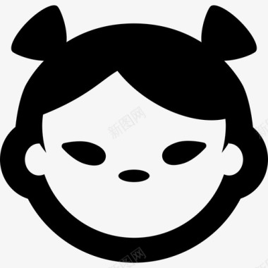 亚洲女孩的脸人人的象形图图标图标