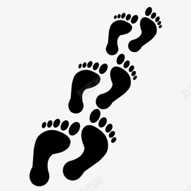 脚印人类脚印雪图标图标