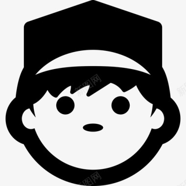 男孩脸上戴着帽子人人的象形图图标图标